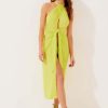 Women AGUA DE COCO Dresses | Agua De Coco Heliconia Midi Dress With Ties In Green