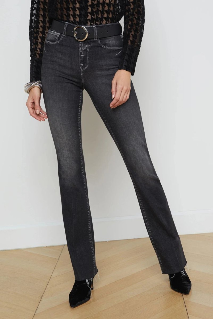 Women L'AGENCE Denim | L'Agence Ruth H/R Straight Raw In Volta