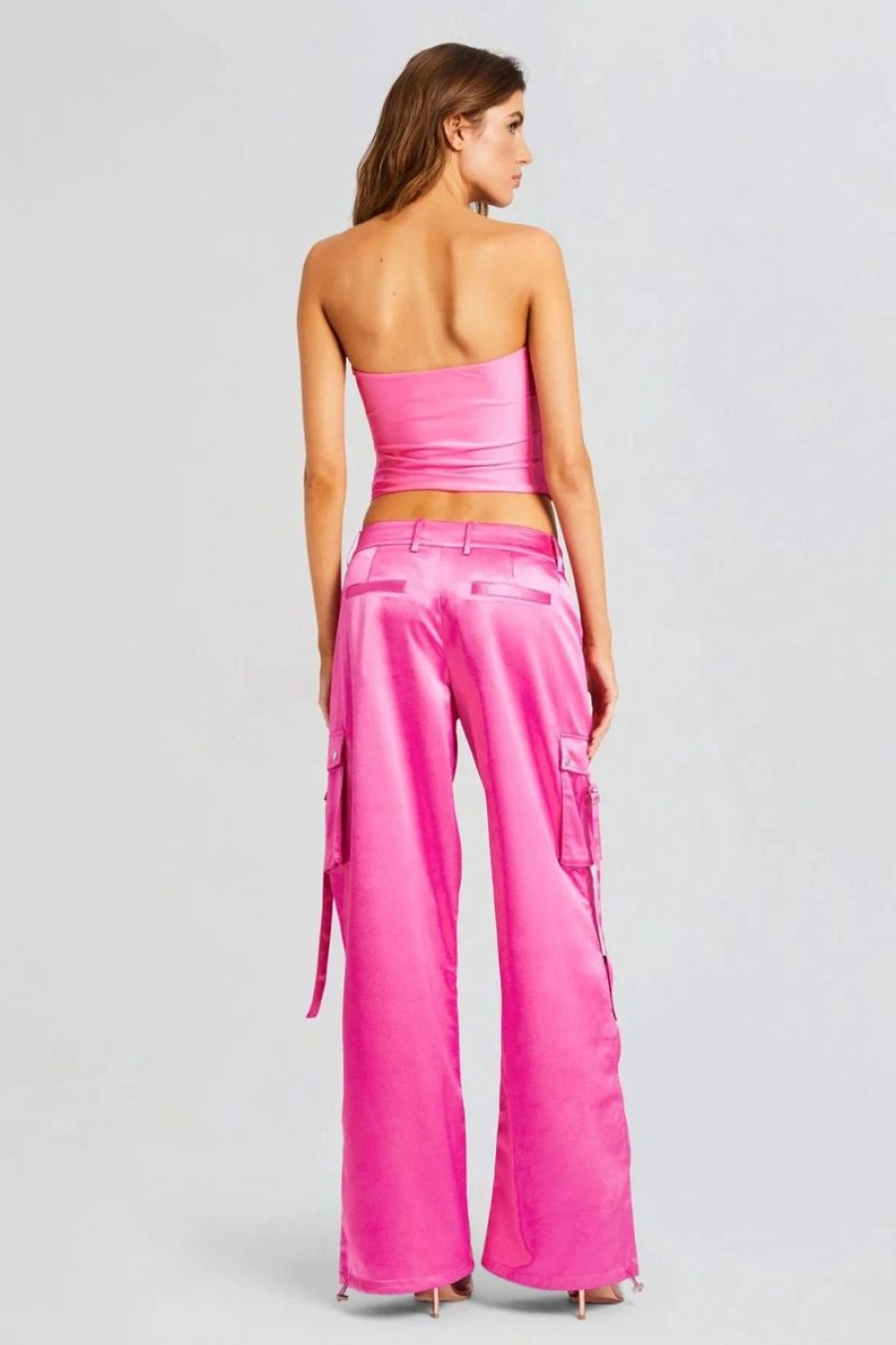 Women SEROYA Pants | Seroya Lai Satin Cargo Pant In Malibu Pink