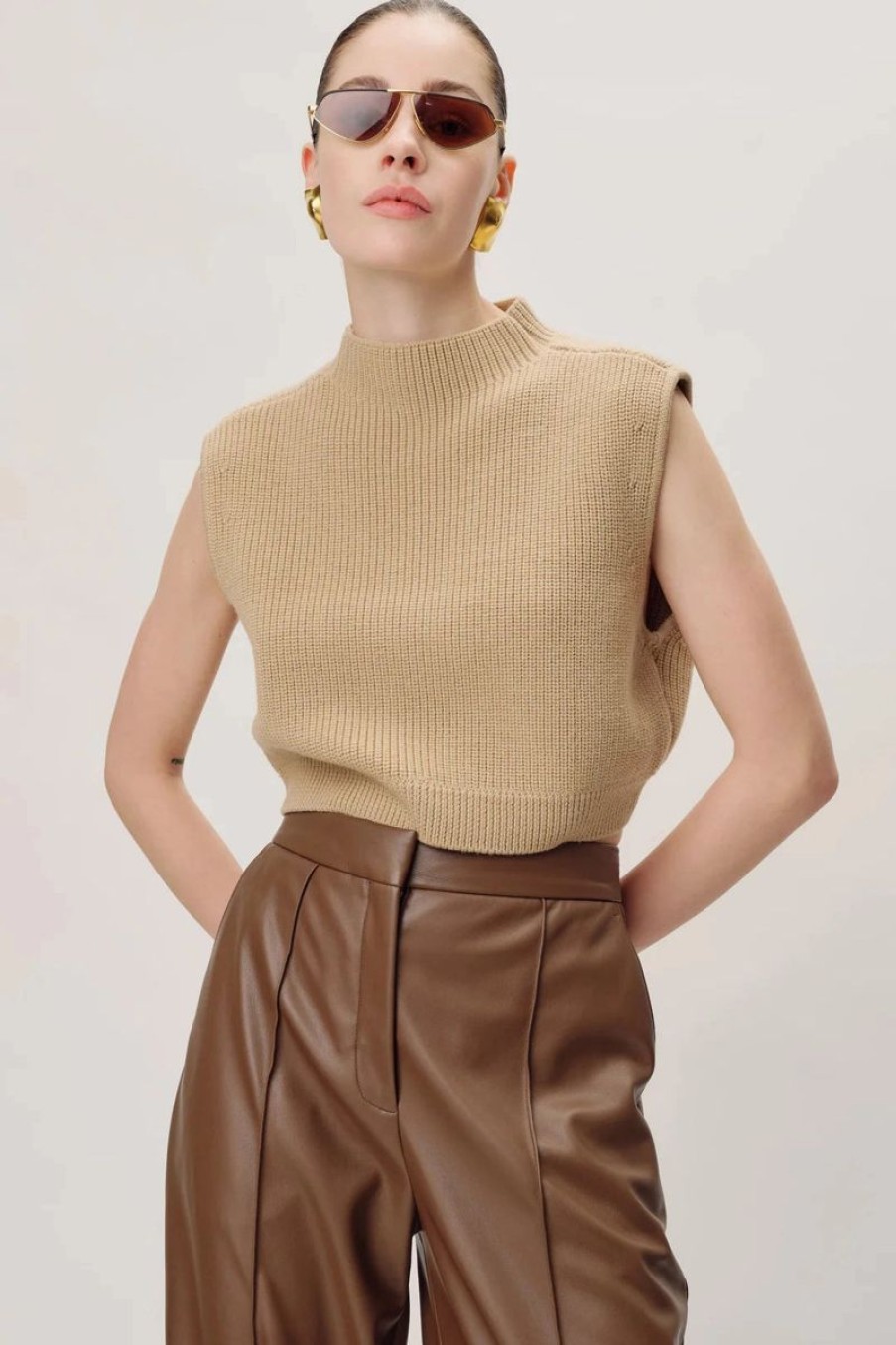 Women RONNY KOBO Tops | Ronny Kobo Lumina Knit Top In Sand