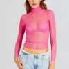 Women SEROYA Sweaters & Knits | Seroya Piper Sheer Sweater In Malibu Pink