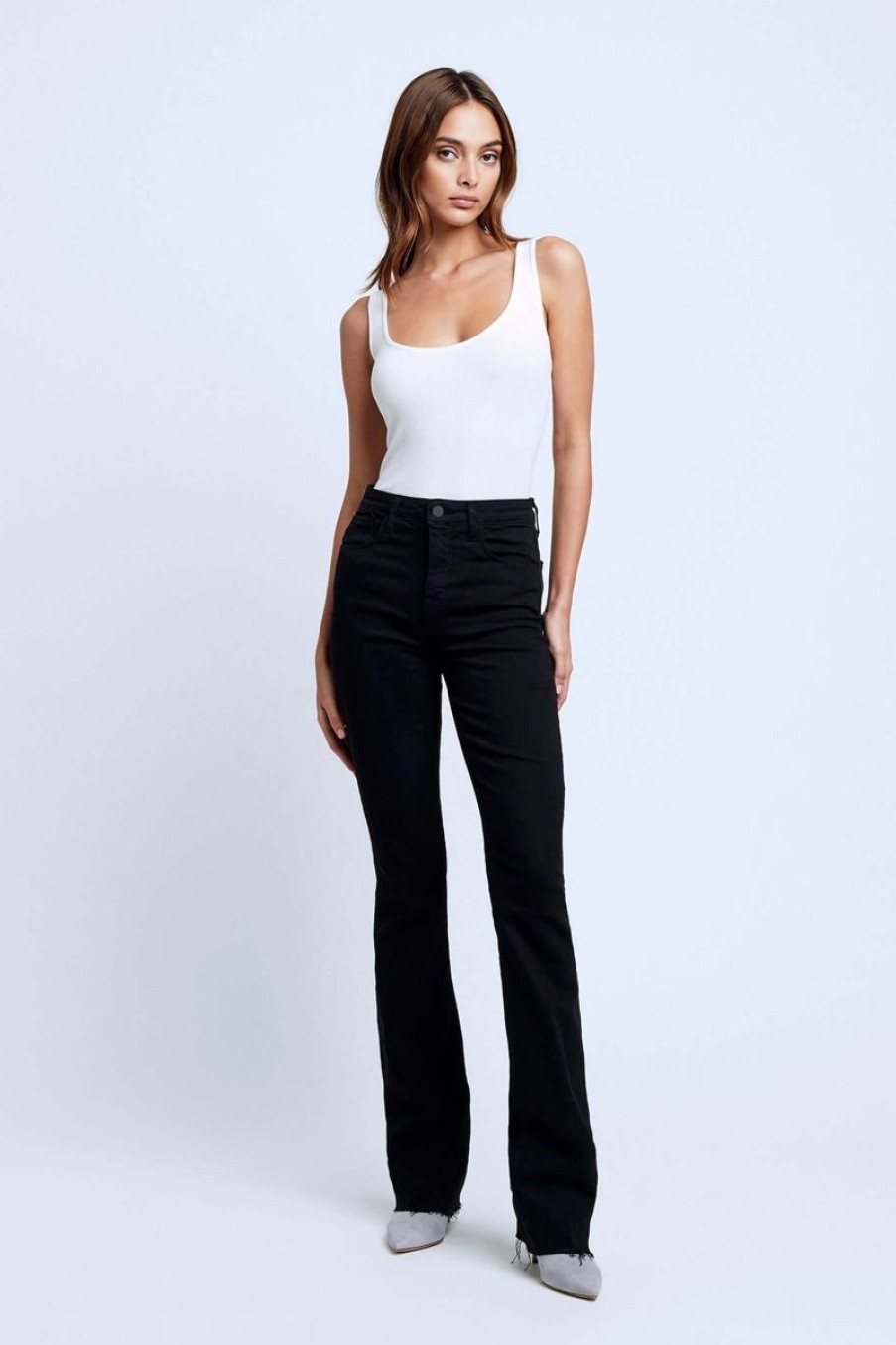 Women L'AGENCE Denim | L'Agence Ruth H/R Straight In Black