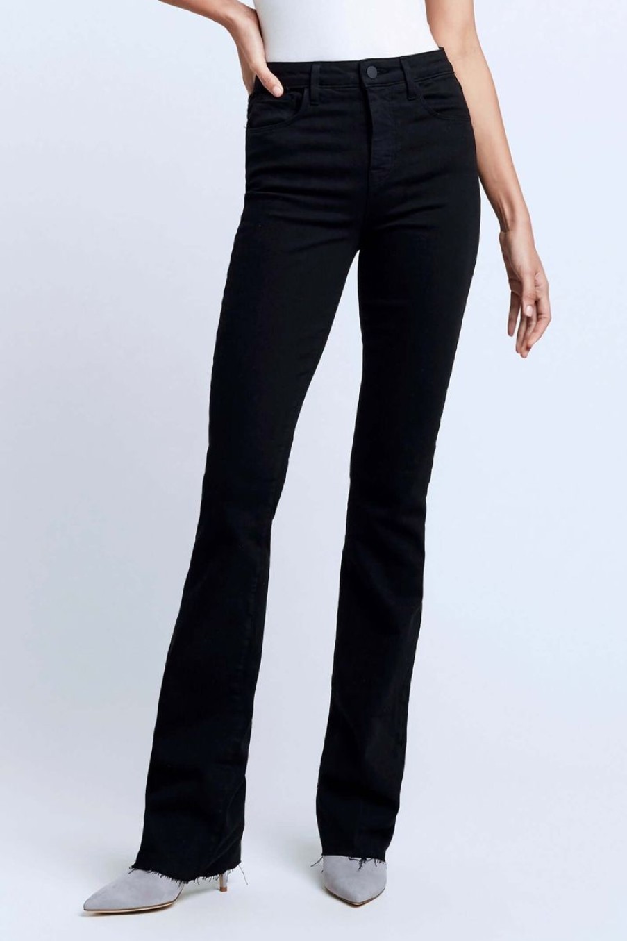 Women L'AGENCE Denim | L'Agence Ruth H/R Straight In Black