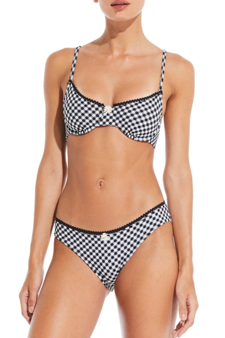 Women SOLID & STRIPED Swimwear & Coverups | Solid & Striped Daphne Top In Blackout/Marshmallow