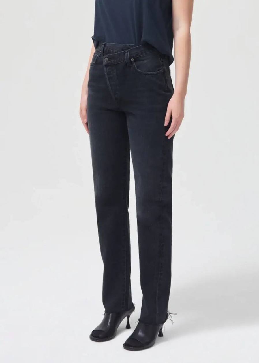 Women AGOLDE Denim | Agolde Criss Cross Straight Jean In Shambles