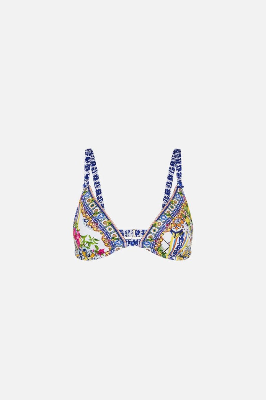 Women CAMILLA Swimwear & Coverups | Camilla Soft Underwire Bra Bikini With Button Detail In Amalfi Amore