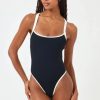 Women L'SPACE Swimwear & Coverups | L'Space Baewatch One Piece Swimsuit In Black/Cream