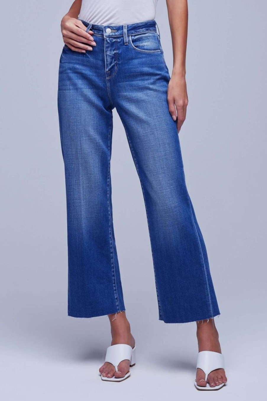 Women L'AGENCE Denim | L'Agence Wanda Hr Crop Wide Leg In Dawson