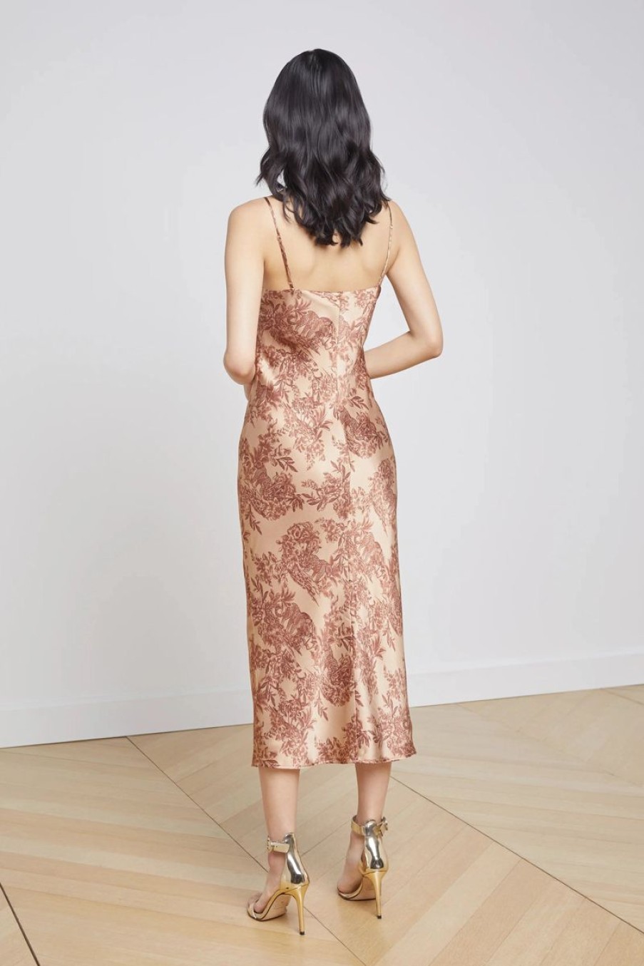 Women L'AGENCE Dresses | L'Agence Seridie Slip Dress In Macaroon M Safari Scnc