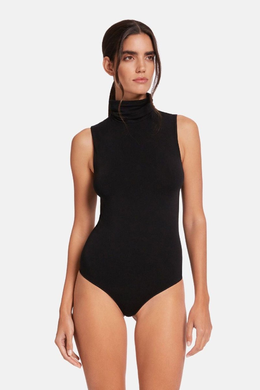 Women WOLFORD Bodysuits | Wolford Viscose String Bodysuit In Black