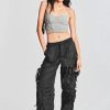 Women SEROYA Pants | Seroya Alba Ruched Cargo Pant In Black