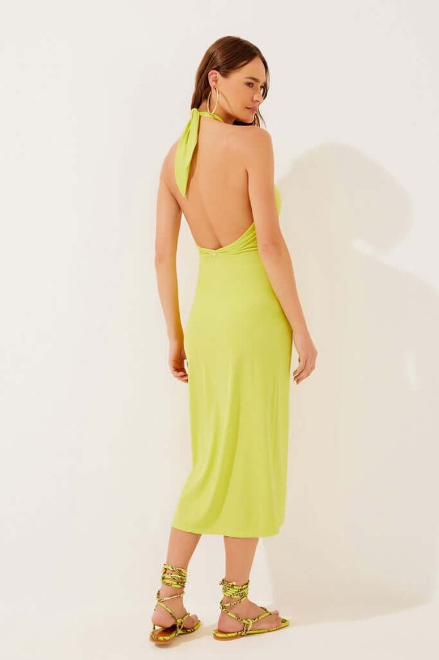 Women AGUA DE COCO Swimwear & Coverups | Agua De Coco Heliconia Midi Dress With Ties In Green