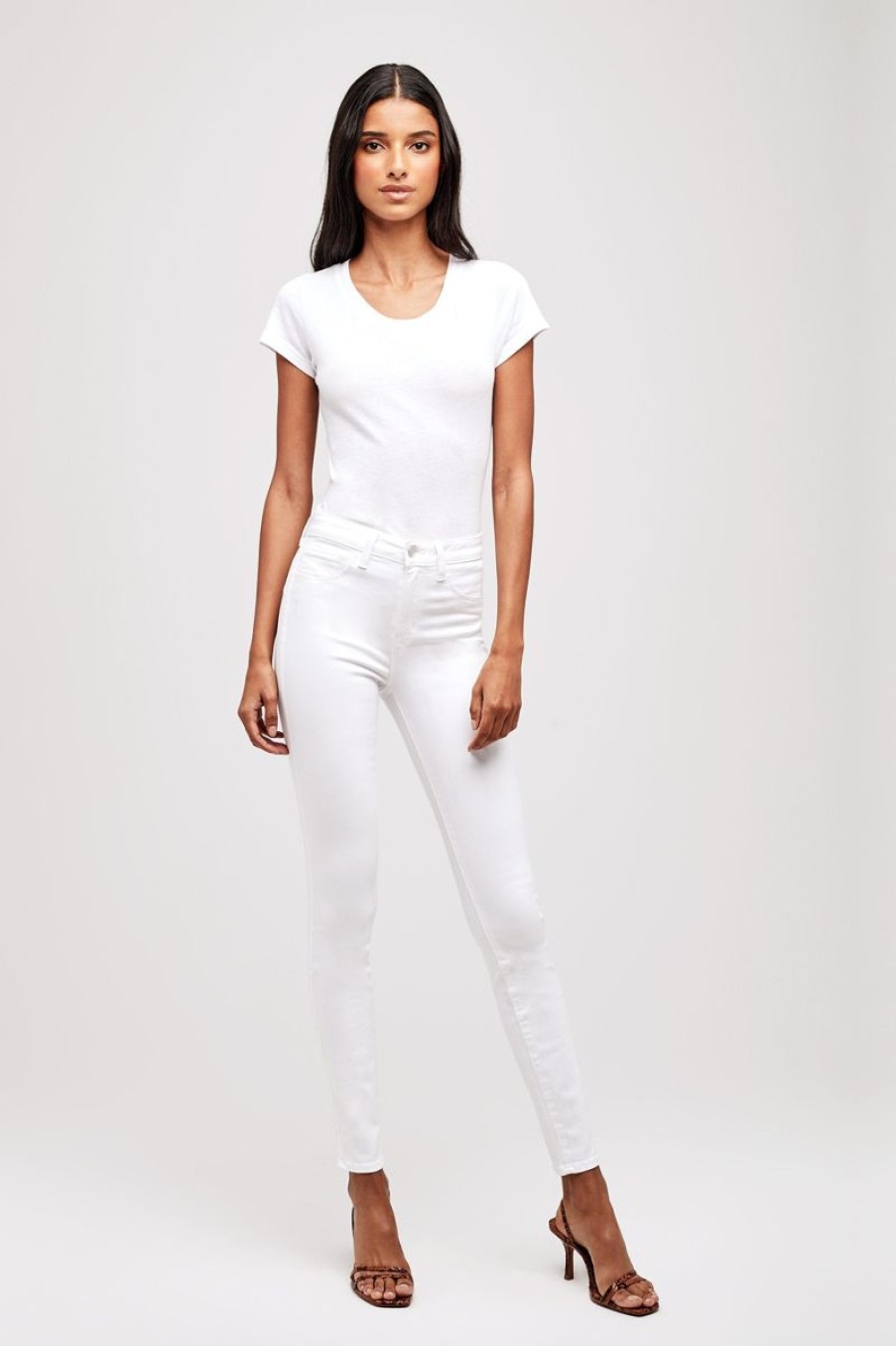 Women L'AGENCE Denim | L'Agence Marguerite High Rise Skinny In Blanc