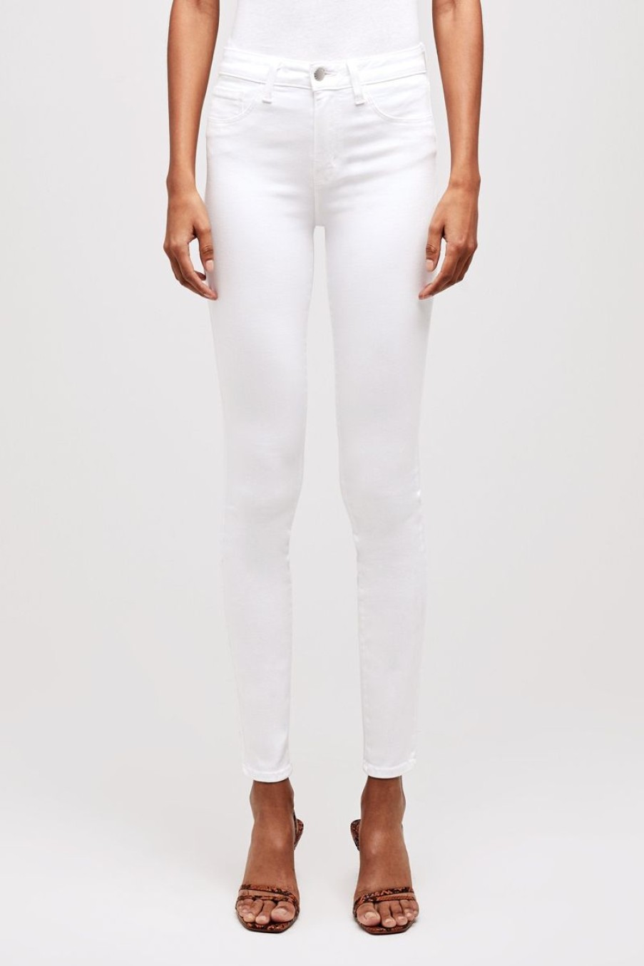 Women L'AGENCE Denim | L'Agence Marguerite High Rise Skinny In Blanc