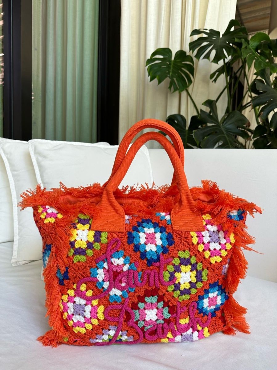 Women MC2 ST BARTH Bags | Mc2 St Barth Vanity Crochet Bag In Orange Multi