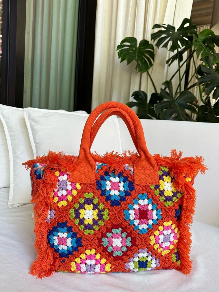 Women MC2 ST BARTH Bags | Mc2 St Barth Vanity Crochet Bag In Orange Multi