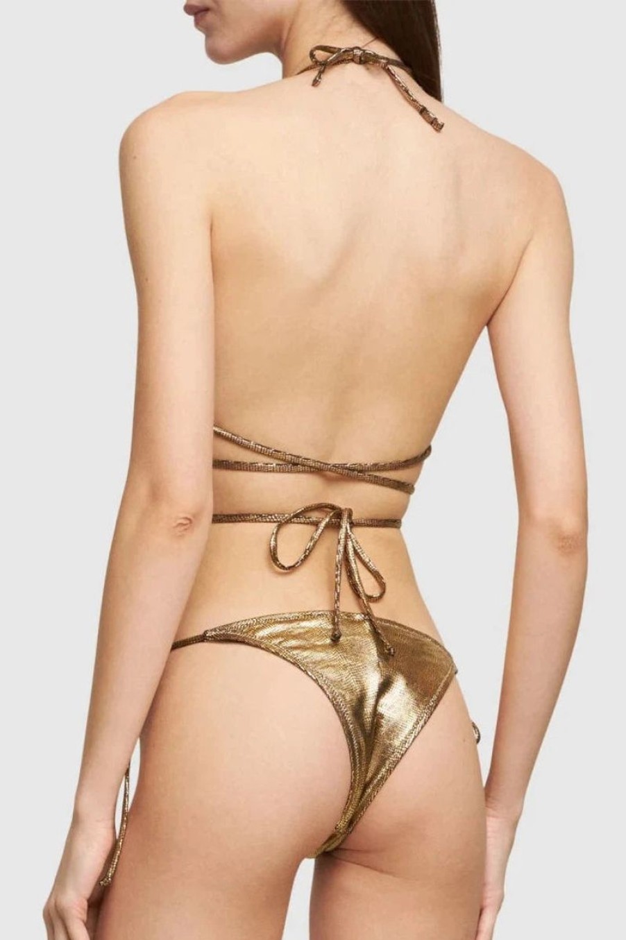 Women REINA OLGA Swimwear & Coverups | Reina Olga Miami Bikini Set In Gold Snake