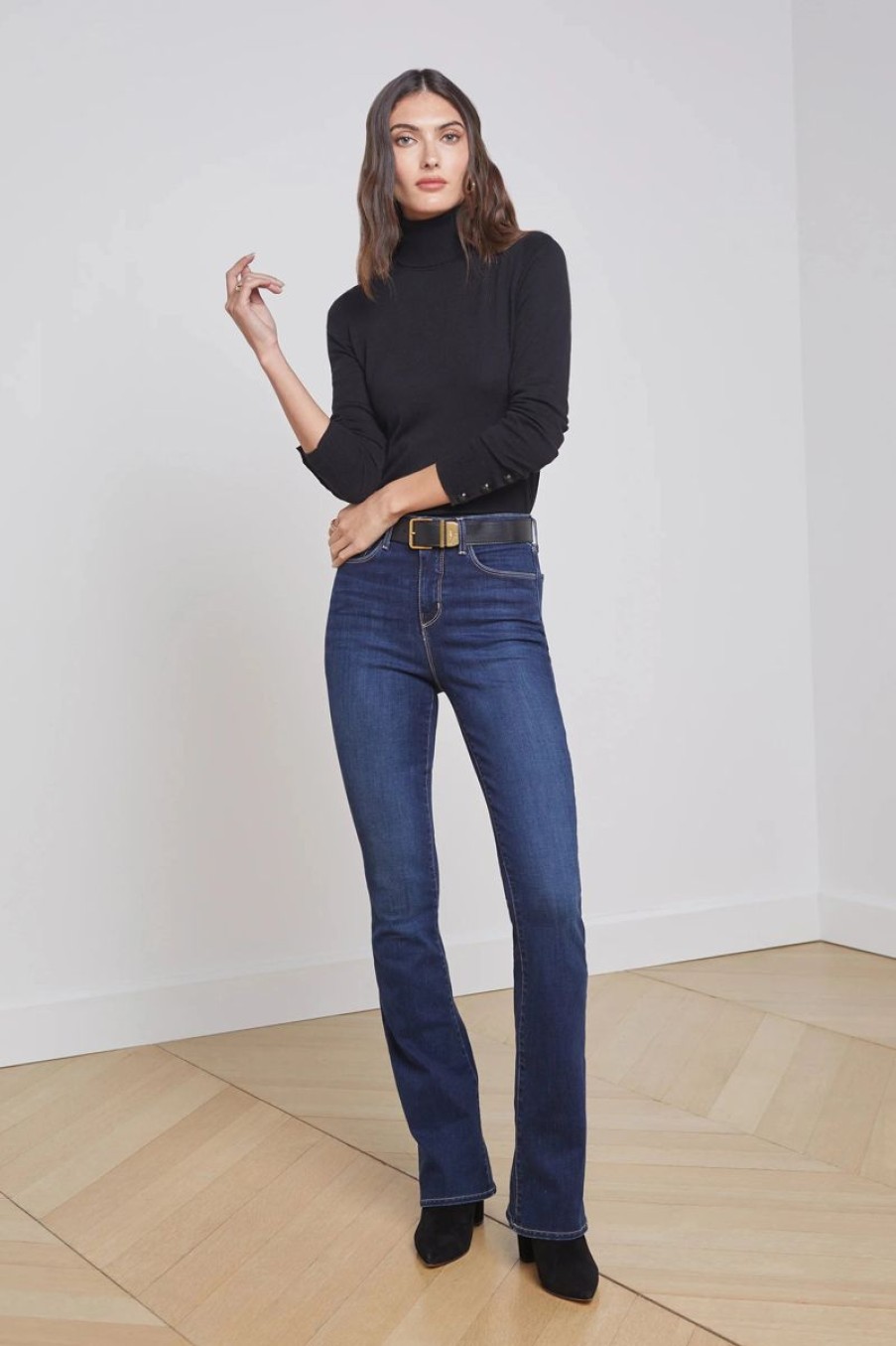 Women L'AGENCE Denim | L'Agence Selma H/R Sleek Baby Boot In Alpine