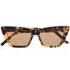 Women SAINT LAURENT Sunglasses | Saint Laurent Mica Rectangular Cateye Sunglasses In Havana/Brown