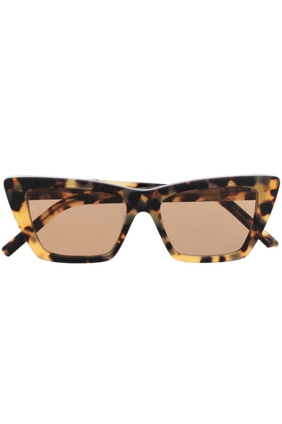 Women SAINT LAURENT Sunglasses | Saint Laurent Mica Rectangular Cateye Sunglasses In Havana/Brown