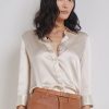 Women L'AGENCE Tops | L'Agence Dani 3/4 Sleeve Blouse In Champagne