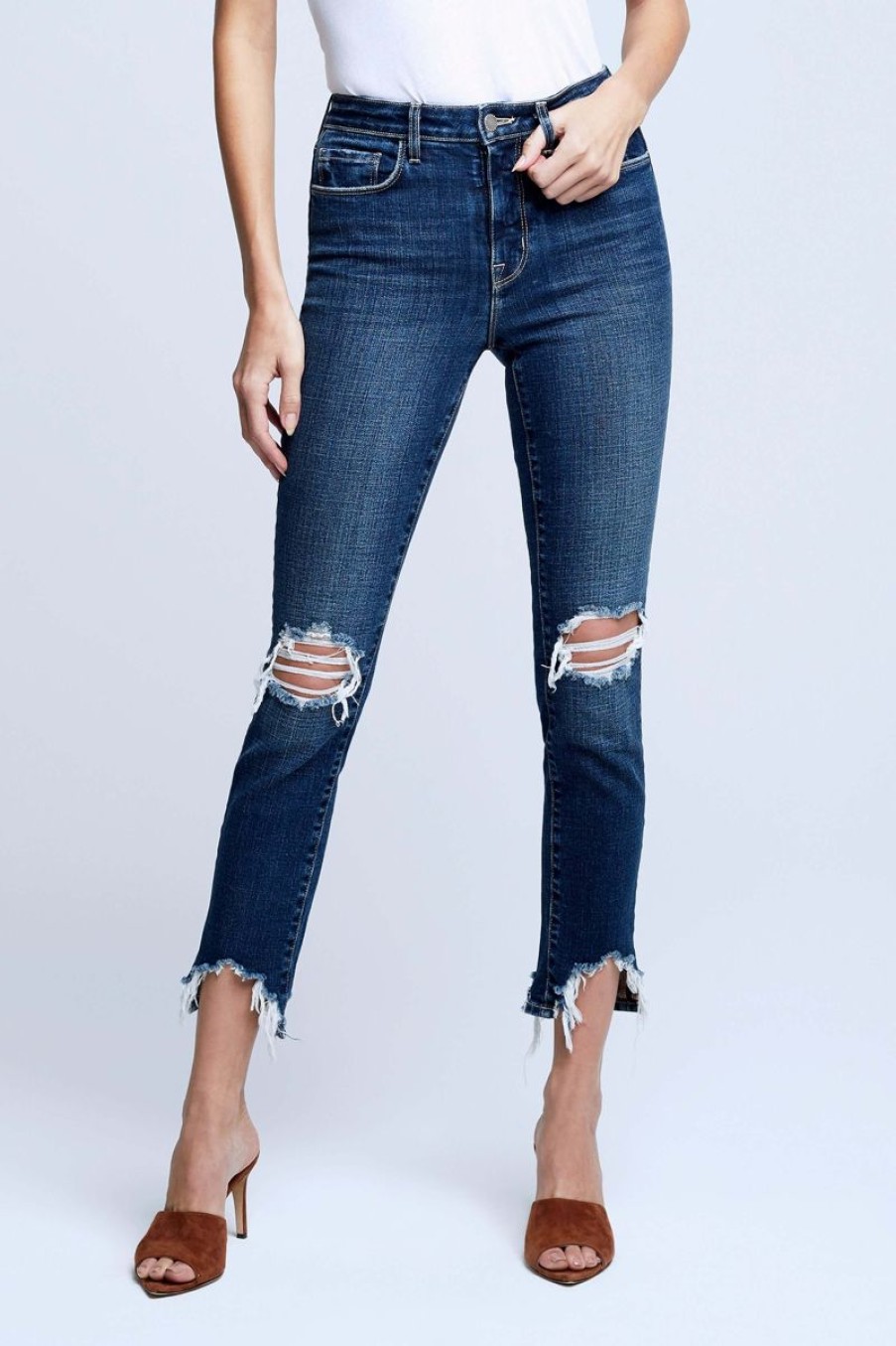 Women L'AGENCE Denim | L'Agence Highline In Vintage Destruct