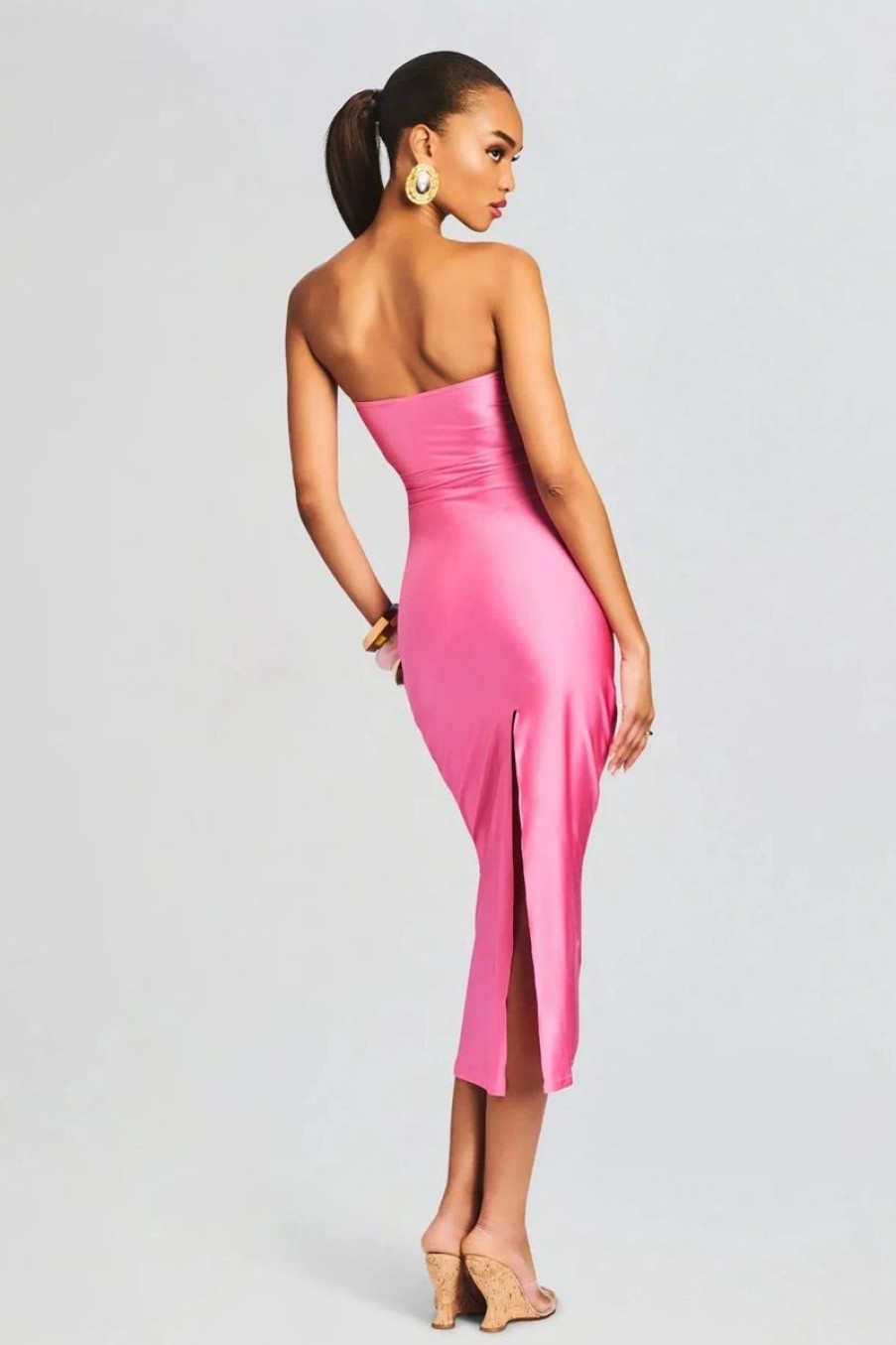 Women SHANI SHEMER Dresses | Shani Shemer Ida Lycra Midi Dress In Rose Blossom