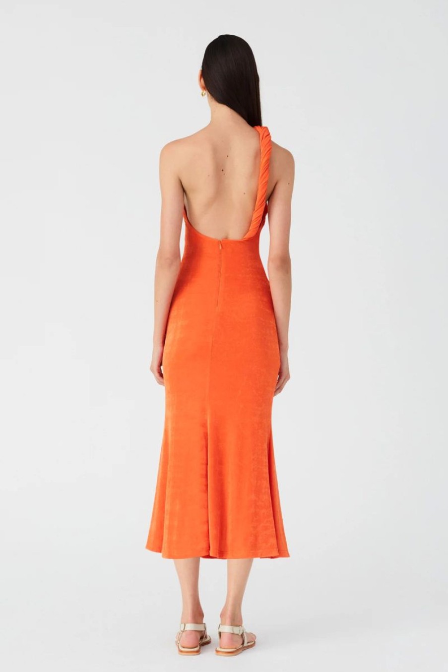 Women MISHA Dresses | Misha Dune Midi Dress In Vermillion Red