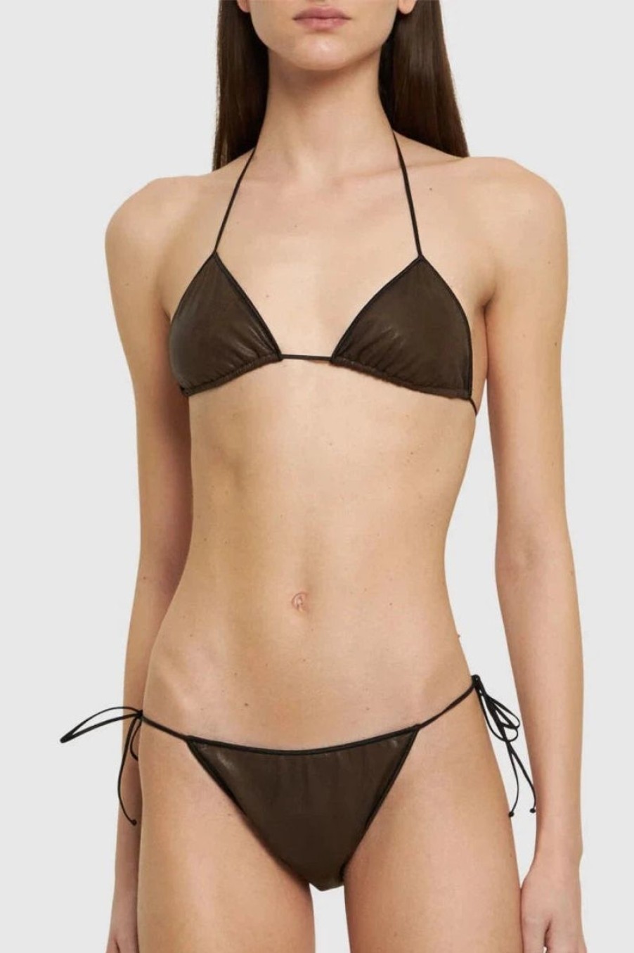 Women REINA OLGA Swimwear & Coverups | Reina Olga Sam Bikini Set In Brown Leather