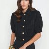 Women L'AGENCE Jackets & Coats | L'Agence Cove Crop Short Sleeve Jacket In Black