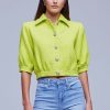 Women L'AGENCE Jackets & Coats | L'Agence Cove Crop Short Sleeve Jacket In Lime