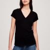 Women L'AGENCE Tops | L'Agence Becca V Neck Tee In Black