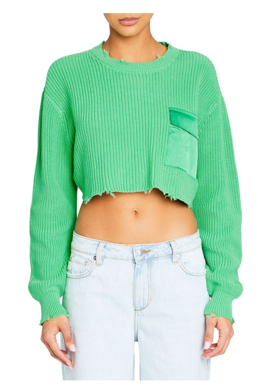 Women SEROYA Tops | Seroya Mid Cropped Devin Sweater In Pistachio