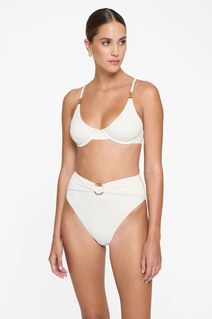 Women REVEL REY Swimwear & Coverups | Revel Rey Inez Bottom In Cream Snake