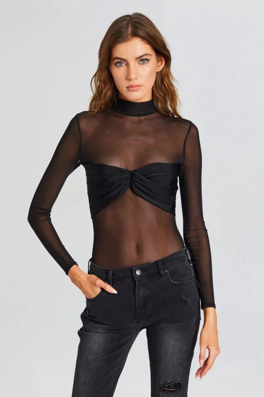 Women SEROYA Bodysuits | Seroya Tonia Top In Black