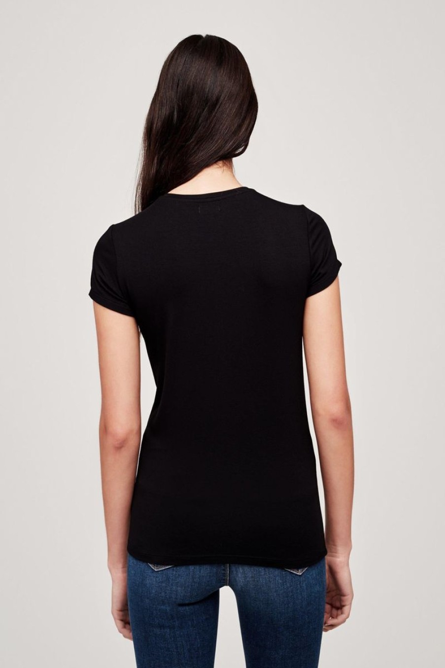 Women L'AGENCE Tops | L'Agence Ressi Crew Neck Tee In Black