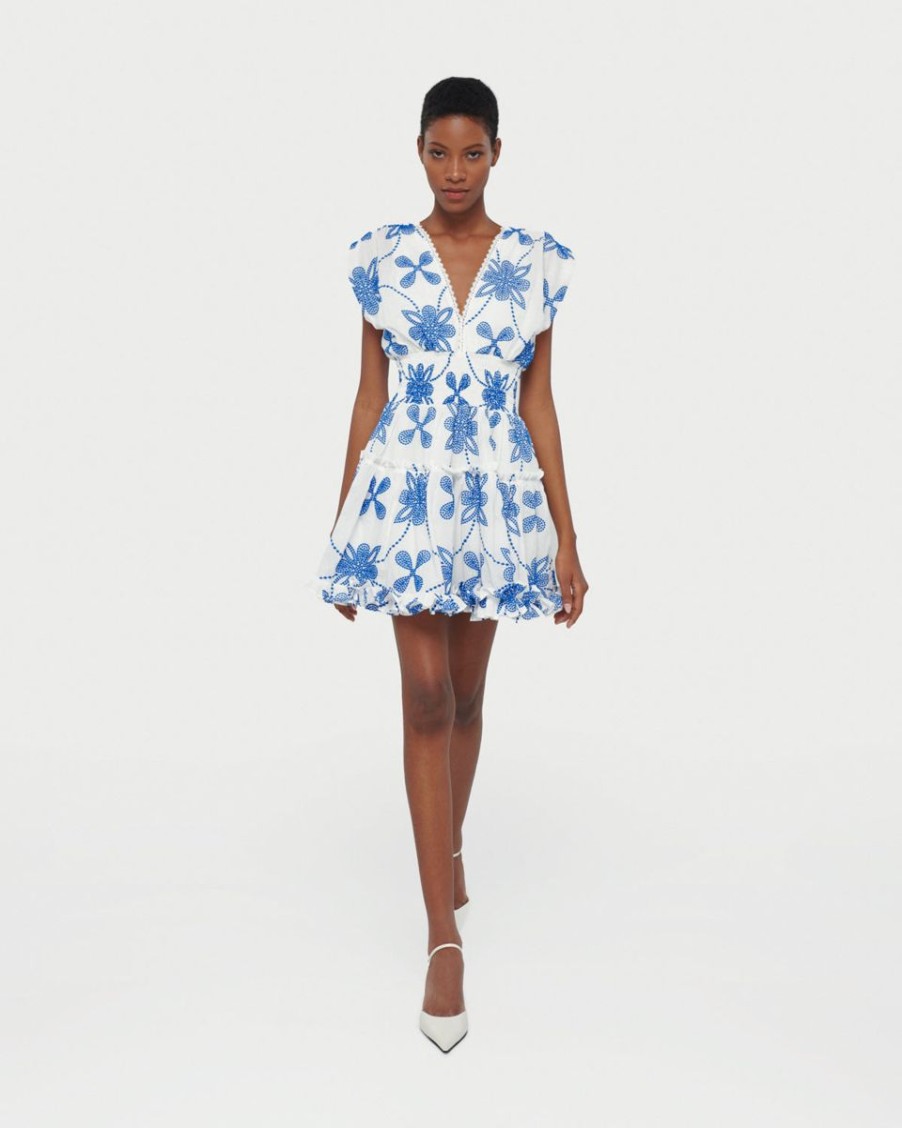 Women WAIMARI Dresses | Waimari Giselle Mini Dress In White/Blue