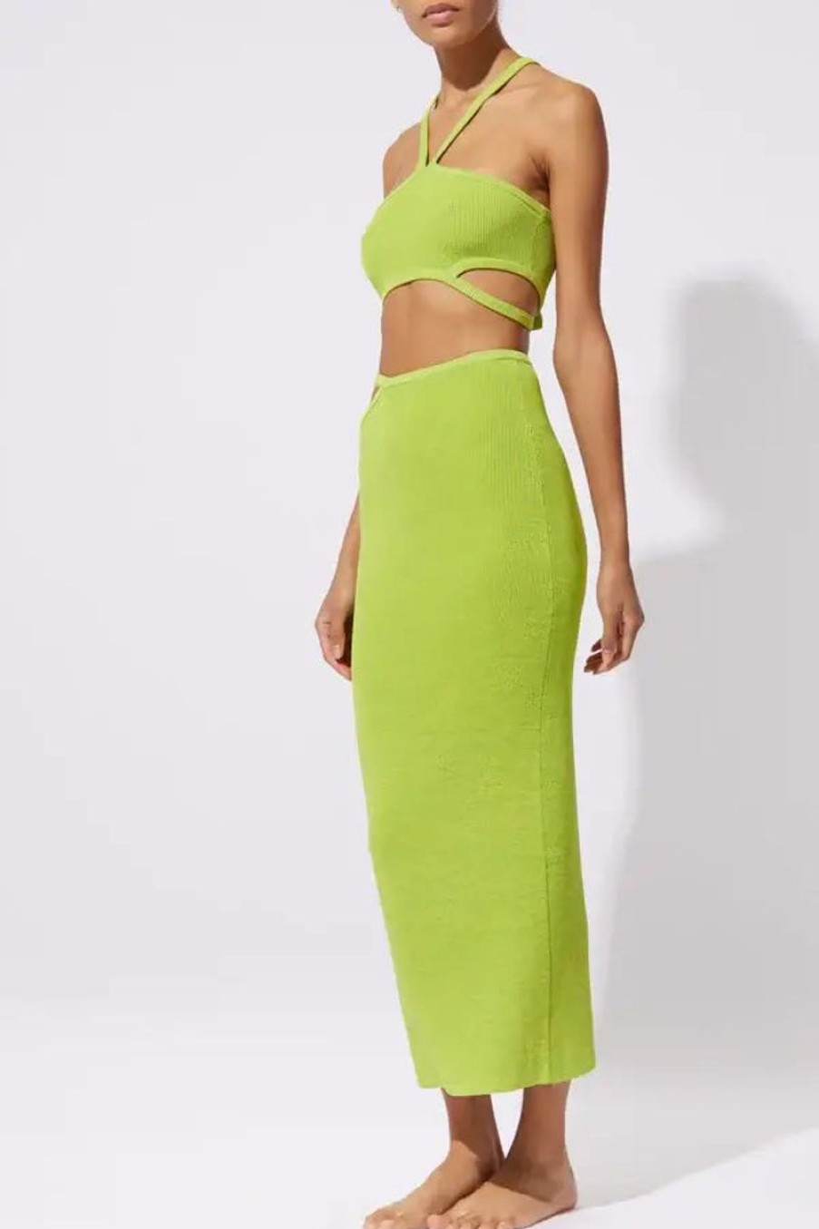 Women SOLID & STRIPED Skirts | Solid & Striped Cindy Skirt In Lime X Citron