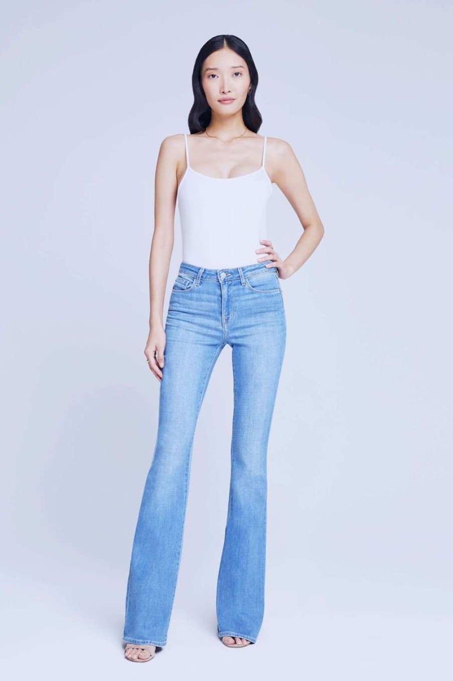 Women L'AGENCE Denim | L'Agence Bell High Rise Flare In Bal Harbour