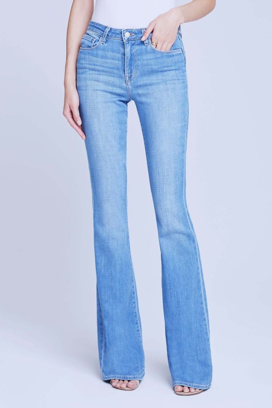 Women L'AGENCE Denim | L'Agence Bell High Rise Flare In Bal Harbour