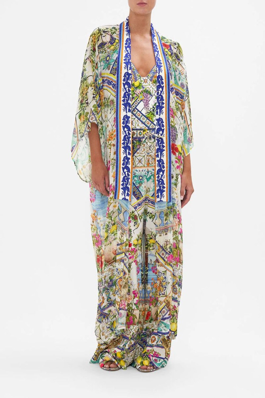 Women CAMILLA Tops | Camilla Kimono Layer W/Collar In Amalfi Amore