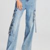 Women RETROFETE Denim | Retrofete Alejandra Cargo Pant In Vintage Celeste