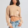 Women SEROYA Sweaters & Knits | Seroya Mid Cropped Devin Sweater In Tan