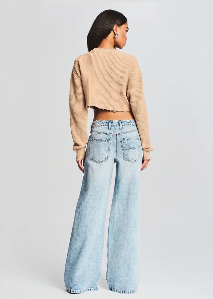 Women SEROYA Sweaters & Knits | Seroya Mid Cropped Devin Sweater In Tan