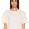 Women LNA Tops | Lna Metallic Thread Cotton Pocket Tee In Off White