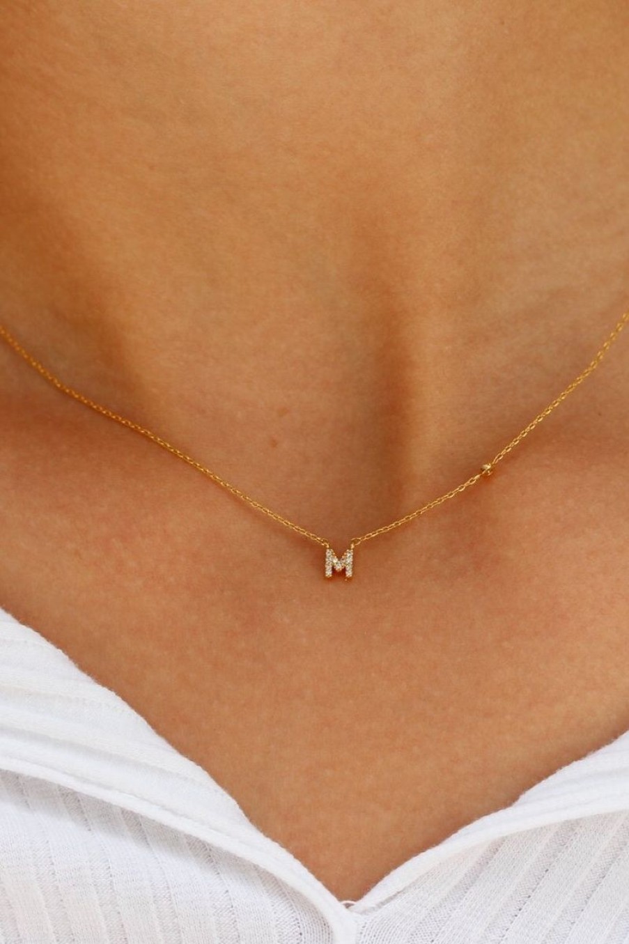 Women TAI Jewelry | Tai Pave Mini Initial Necklace