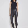 Women L'AGENCE Denim | L'Agence Margot High Rise Mix Stitch Skinny Jeans In Noir/Natural Contrast Coated