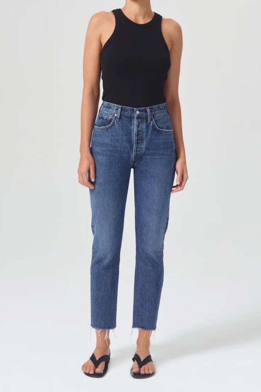 Women AGOLDE Denim | Agolde Riley Hi Rise Straight Crop In Sphere