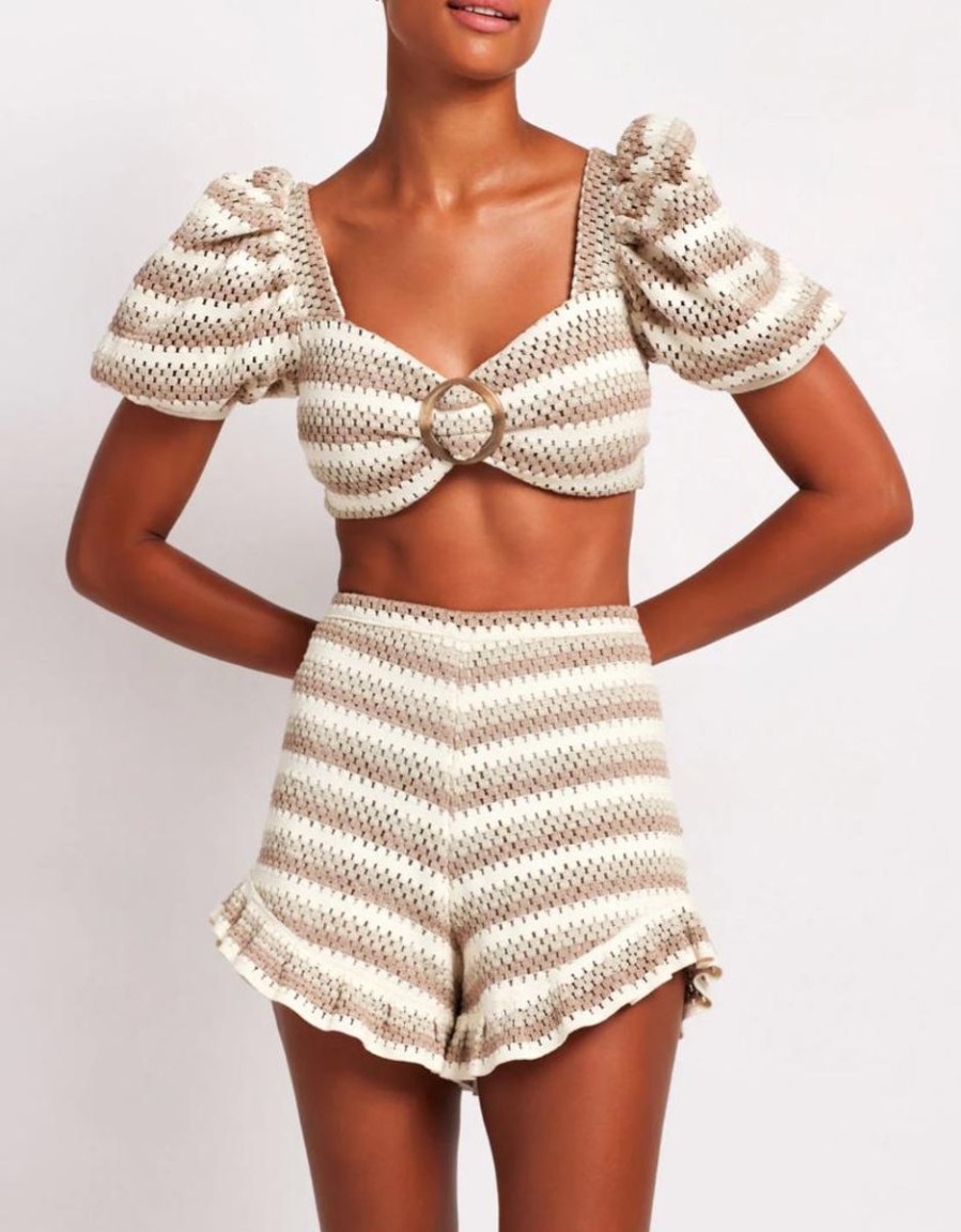 Women PATBO Shorts | Patbo Striped Crochet Short In Natural