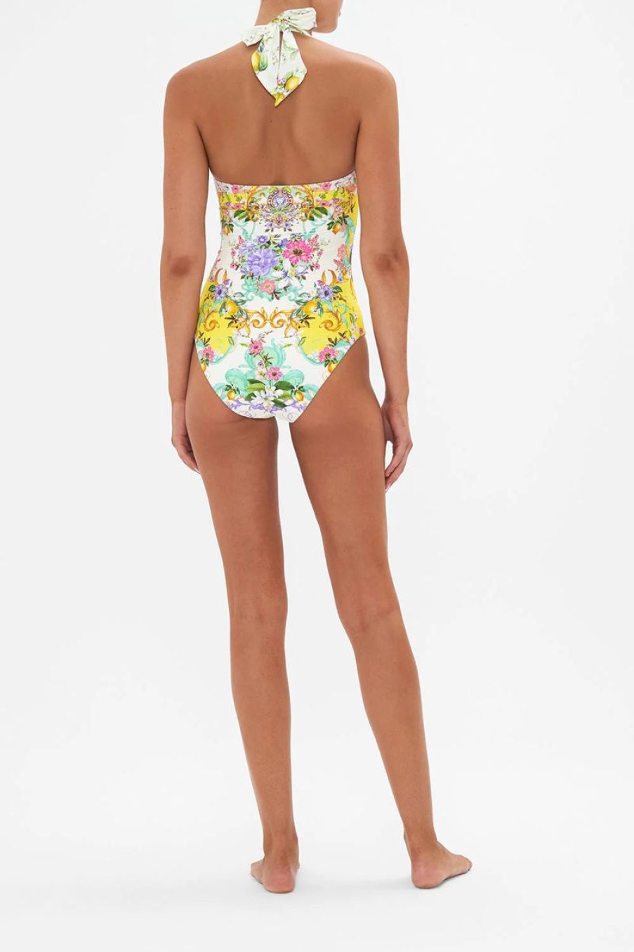 Women CAMILLA Swimwear & Coverups | Camilla Tie Front Halter Neck One Piece In Caterina Spritz